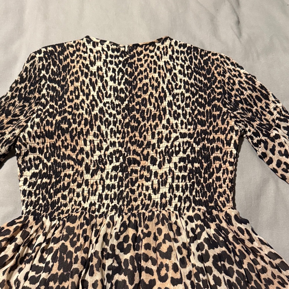 Ganni Leopard Print Long Sleeve Dress - Picture 6 of 6